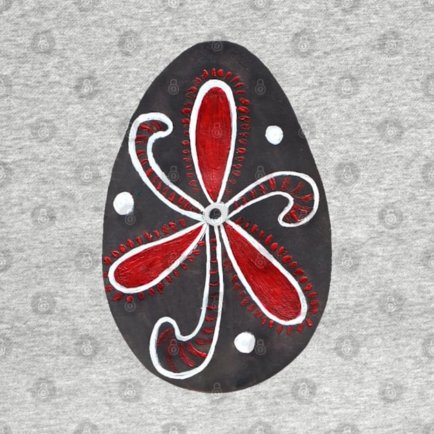 Ukrainian Handpainted Pysanka Black and red design by Wolshebnaja